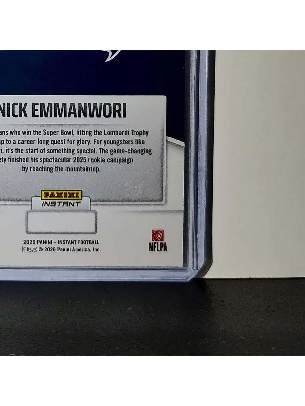 Nick Emmanwori Rookie 2026 Panini NFL Super Bowl LIX Champions #24 Card Seahawks